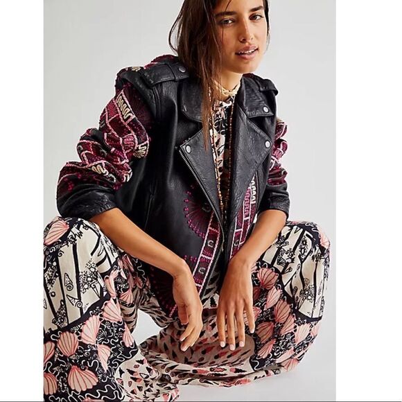 Free People Zandra Rhodes Stardust Biker Jacket - Picture 6 of 7
